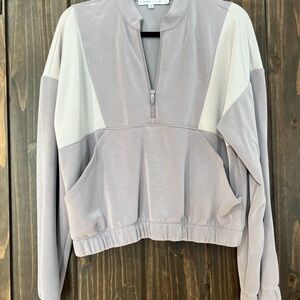 Sincerely Jules Two-Tone Crew Neck Sweater - Gray and Cream